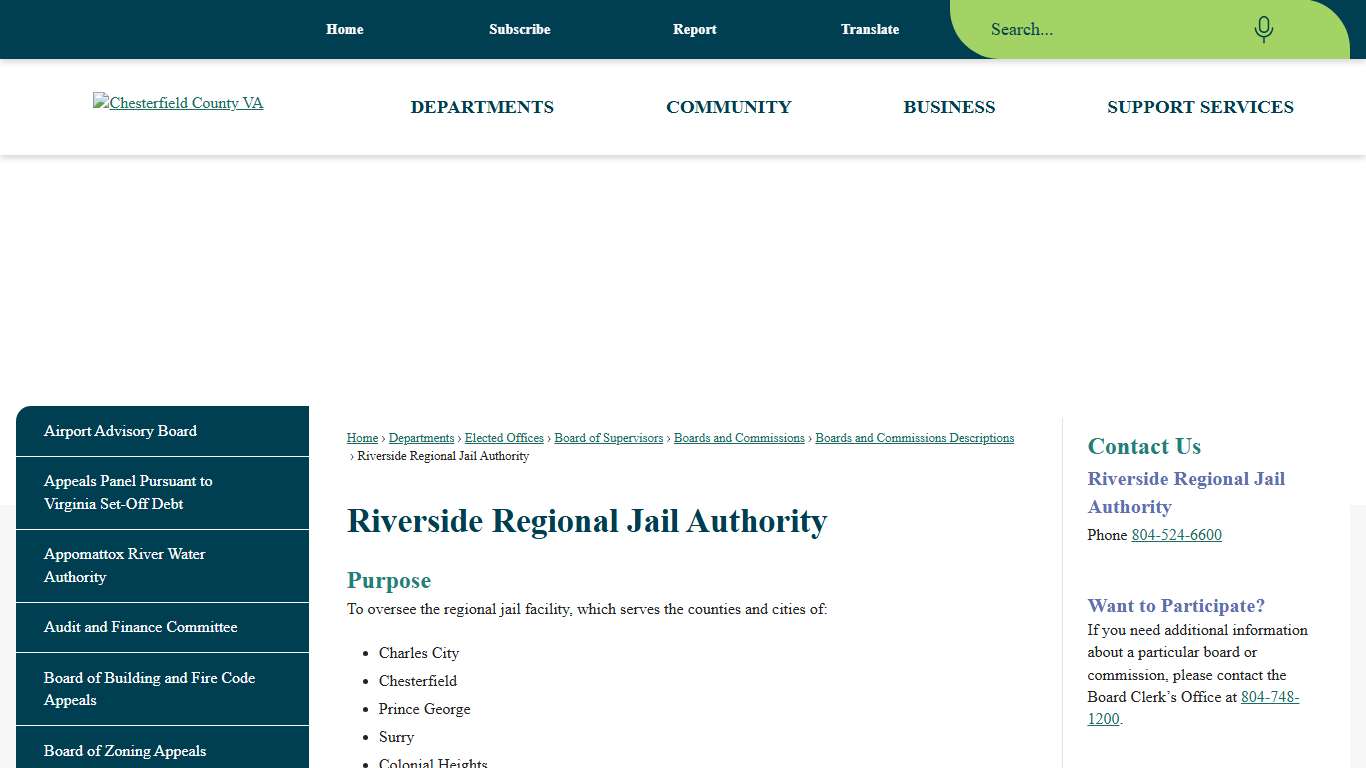 Riverside Regional Jail Authority | Chesterfield County, VA
